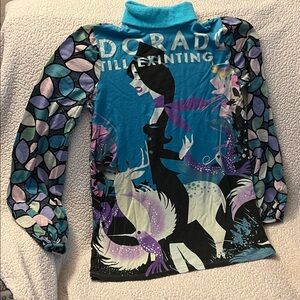 Custo Barcelona Blue and Black Graphic Top.